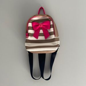 Betsey Johnson White/Pink/Brown Mini Backpack